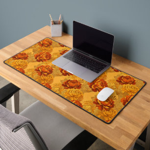 Abondantes Fleurs Orange Doré Art Déco