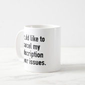 Abonnement op opzeggen koffiemok (Voorkant links)