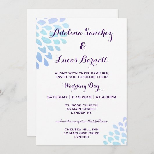 Abordable, élégant Faire-part de mariage Hydrangea (Devant / Derrière)