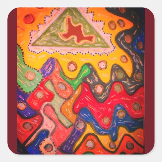 ABORIGINAL AFRIKAANSE KUNST IMPRESSIONISTISCHE ONT VIERKANTE STICKER (Voorkant)