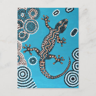 Aboriginal Art, Gecko, Punktmalerei, Dot-Painting Briefkaart
