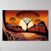 Aboriginal Art geïnspireerd landschap Poster (Voorkant)