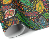 Aboriginal art style bladeren wrappapier cadeaupapier (Rol Hoek)