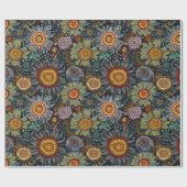 Aboriginal art style flower glossy wrapsy paper cadeaupapier (Vlak)