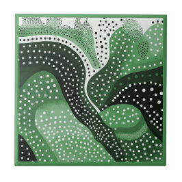 Aboriginal art style green 3 van 9 keramische Tege Tegeltje