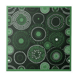 Aboriginal art style green 6 van 9 keramische Tege Tegeltje