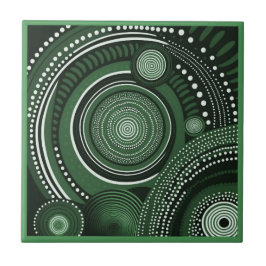 Aboriginal art style green 9 van 9 keramische Tege Tegeltje
