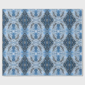 Aboriginal art style wrapping paper blue stippen cadeaupapier (Vlak)