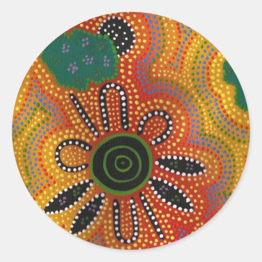 Aboriginal Artwork Ronde Sticker (Voorkant)