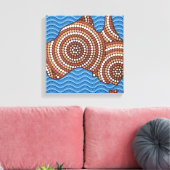 Aboriginal Australia Punt schilderen Canvas Afdruk (Insitu (Woonkamer))
