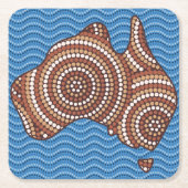 Aboriginal Australia Punt schilderen Vierkante Kartonnen Onderzetter (Voorkant)
