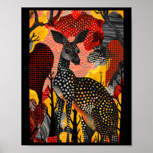 Aboriginal Australian Kangaroo Dot Art Room kunstw Poster