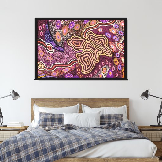 Aboriginal Dot Art Canvas Afdruk (Insitu (Slaapkamer))