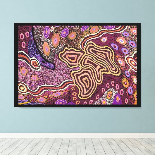 Aboriginal Dot Art Canvas Afdruk (Insitu (Houten vloer))