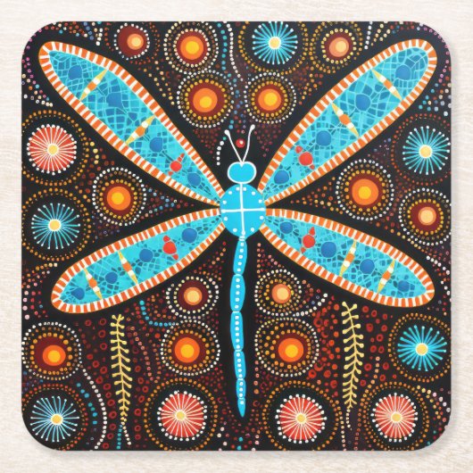 Aboriginal Dot Art Dragonfly Onderzetters (Voorkant)