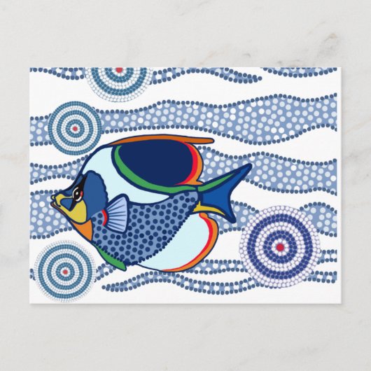 Aboriginal Dot Art Fish-01 Briefkaart (Voorkant)