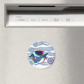Aboriginal Dot Art Fish-01 Magneet (Insitu (Vaatwasser))