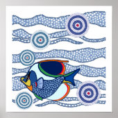 Aboriginal Dot Art Fish-01 Poster (Voorkant)