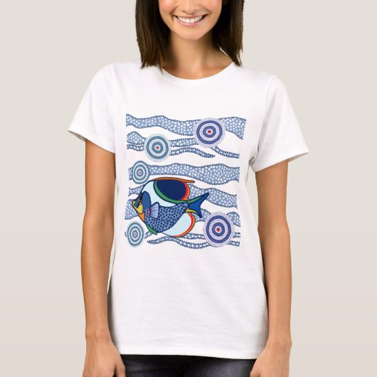 Aboriginal Dot Art Fish-01 T-shirt (Voorkant)