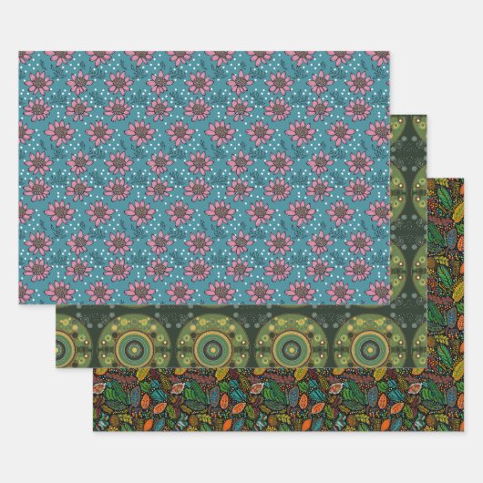 Aboriginal dot Wrapping Paper Flat Sheet Set van 3 (Set)