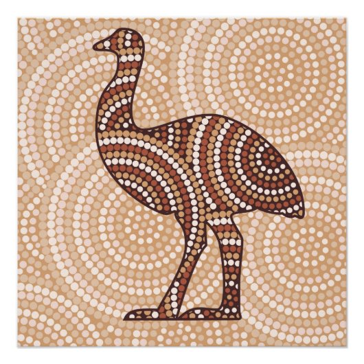 Aboriginal emu stit schilderij perfect poster (Voorkant)