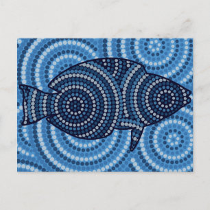 Aboriginal fish stipschilderij briefkaart
