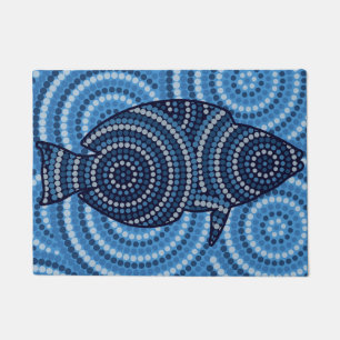 Aboriginal fish stipschilderij deurmat
