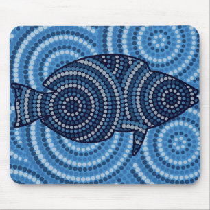 Aboriginal fish stipschilderij muismat
