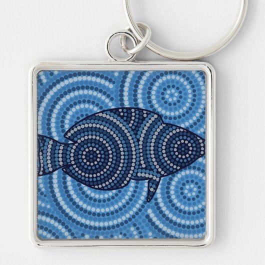 Aboriginal fish stipschilderij sleutelhanger (Voorkant)