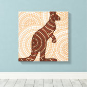 Aboriginal kangaroo stipschilderij canvas afdruk (Insitu (Houten vloer))