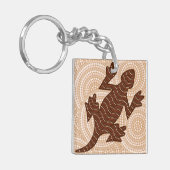 Aboriginal lizard stip schilderij sleutelhanger (Voorkant Links)