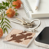 Aboriginal lizard stip schilderij sleutelhanger (Voorkant Rechts)