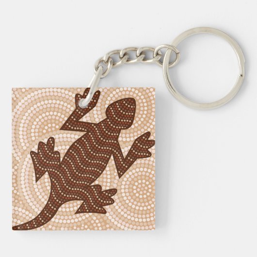 Aboriginal lizard stip schilderij sleutelhanger (Achterkant)