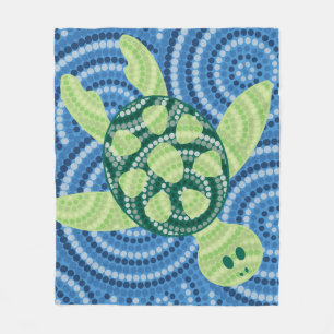 Aboriginal schilderij met schildpad fleece deken