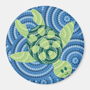 Aboriginal schilderij met schildpad magneet