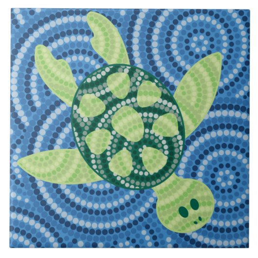 Aboriginal schilderij met schildpad tegeltje (Voorkant)