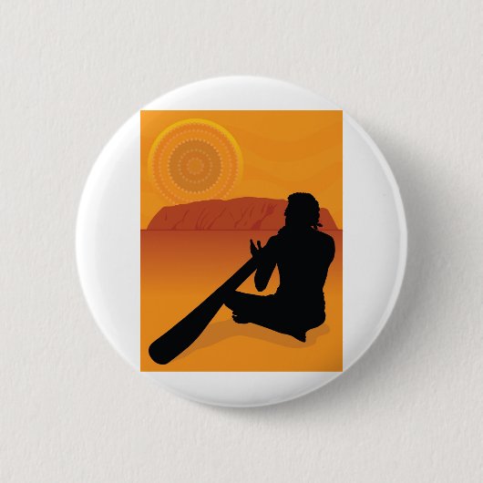 Aboriginal Silhouette Ronde Button 5,7 Cm (Voorkant)