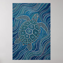 Aboriginal Zee Turtle Dot Art Poster