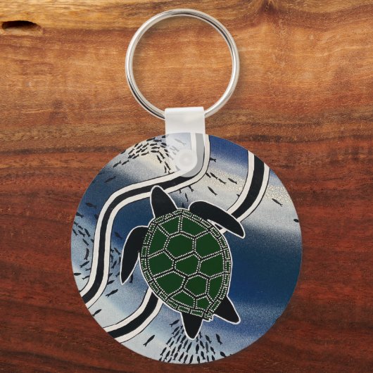 aboriginal zee turtle key ring sleutelhanger (Achterkant)
