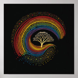 Aboriginals Kunst Geïnspireerde regenboog, puntsch Poster
