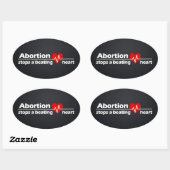 Abortion Stopt a Beating Heart, Pro-Life Ovale Sticker (Vel)