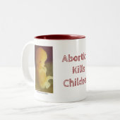 Abortus doodt kinderen tweekleurige koffiemok (Voorkant links)