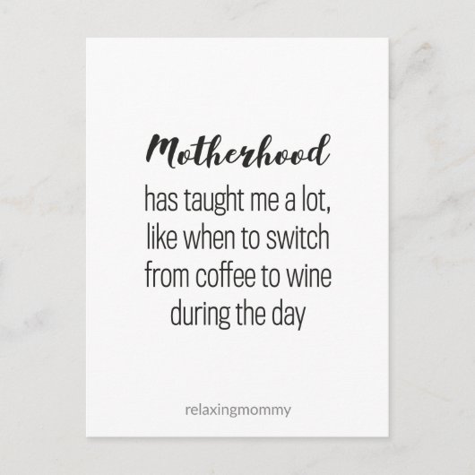 About Motherhood, funny parenting quote kaart (Voorkant)