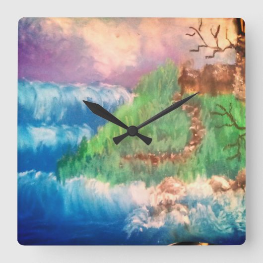 About to get washed away vierkante klok (Voorkant)