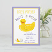 About to Hatch Baby Shower Invitation Kaart (Staand voorkant)