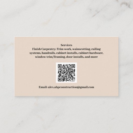 ABP Construction LLC-Visitekaartjes Visitekaartje (Achterkant)