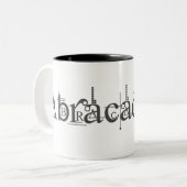 Abracadabra-tekst Tweekleurige Koffiemok (Voorkant links)