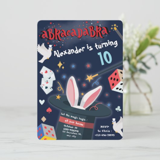 Abracadabra Verjaardag Magic Party Magician Theme Kaart (Staand voorkant)