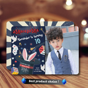 Abracadabra Verjaardag Magische Partij Magiër Foto Kaart