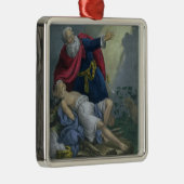 Abraham die zijn zoon Isaac aanbiedt uit een bijbe Metalen Ornament (Rechts)